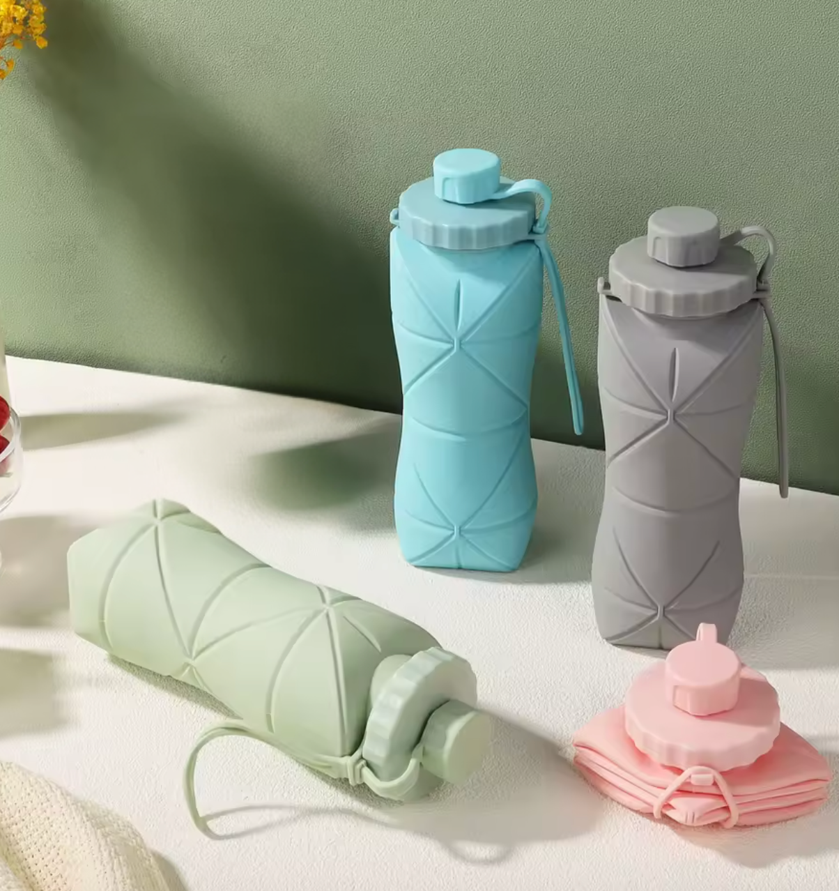 Opvouwbare siliconen waterfles 600ml